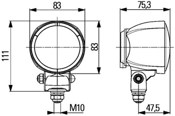 LAMPA ROBOCZA H3 HALOGEN 12 24V LICZBA DIOD 1 WYS. 113MM SZER. 83MM