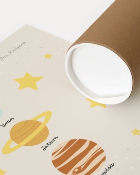 Plakat UKŁAD SŁONECZNY PLANETY Montessori A4 21x30 PIĘKNY minimalistyczny