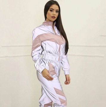 DRES DAMSKI KOMPLET DRESOWY BLUZA SPODNIE ŚWIECĄCY W CIEMNOŚCI ODBLASKOWY