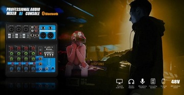 Звуковая плата мини-диджейского аудиомикшера, 5 каналов, 48 В, с Bluetooth