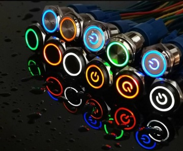 Кнопочный переключатель черный SPDT On-On металл 16мм LED 12V bi