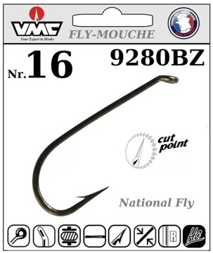 10 КРЮЧКОВ VMC NATINAL 9280 BZ № 16 FLY MOUCHE