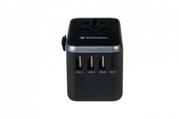 Дорожный адаптер Verbatim UTA-04 глобальный-глобальный 3xUSB 2xUSB-C PD QC