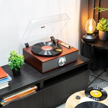 Винтажный проигрыватель Bluetooth FM CD-динамики + винил