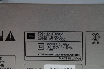 КАССЕТНЫЙ РЕГИСТРАТОР TOSHIBA PC-G20