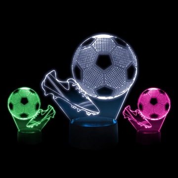НОЧНИК ФУТБОЛЬНЫЕ ШЕСТИНКИ 3D LED ДЛЯ ДЕТЕЙ RGB ЦВЕТА + ПУЛЬТ ДИСТАНЦИОННОГО УПРАВЛЕНИЯ