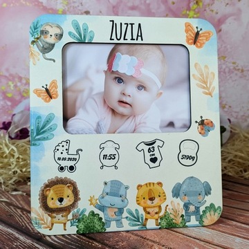 Metryczka Dziecięca ŚLICZNA ramka na zdjęcie 10x15 personalizowana kolorowa