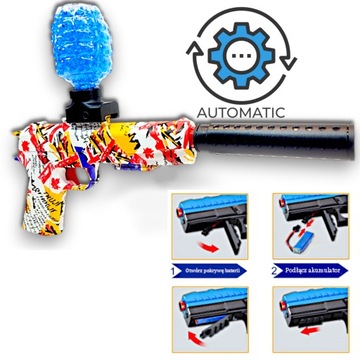 PISTOLET KULKI ŻELOWE WODNE AUTOMAT ORBEEZ BEZPIECZNY +TŁUMIK+ 5 STRZAŁKI