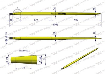 Универсальная прямая стойка для погрузчика L-1100 мм WARYŃSKI