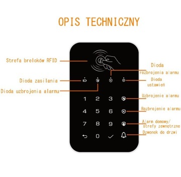 Клавиатура, клавиатура 433 МГц для сигнализации с RFID-брелками + звонок