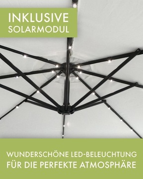 PARASOL OGRODOWY LED Ø350 KOLOR KREMOWY