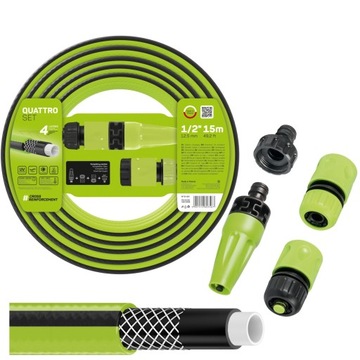 САДОВЫЙ ШЛАНГ CELLFAST QUATTRO 1/2'' 15MB + СОЕДИНИТЕЛИ НАБОР ДЛЯ ОПРЫСКИВАНИЯ ПОЛИРОВКА