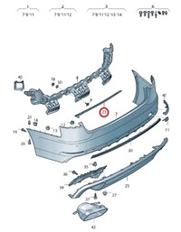 фото thumb №12, Audi a4 s4 b9 2016-2024 молдинг кронштейн бампера задняя 8w0 оригинал