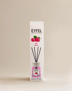 RÓŻA EYFEL SZKLANY DYFUZOR Z PATYCZKAMI 120 ML PIĘKNY ZAPACH