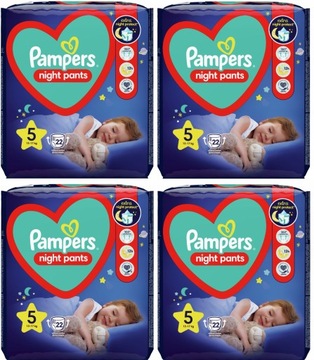 Pieluchomajtki Pampers Night Pants Rozmiar 5 (12-17kg) 4x22szt. = 88 szt.