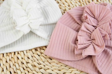 Детская шапка ТЮРБАН RIBBED COTTON HAT пудрово-розовый 44-46