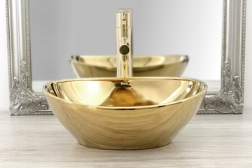 Высокий смеситель для умывальника TESS LIGHT GOLD Золото.