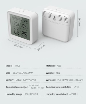 Термометр-гигрометр TH08 LCD TUYA Smart WIFI BT