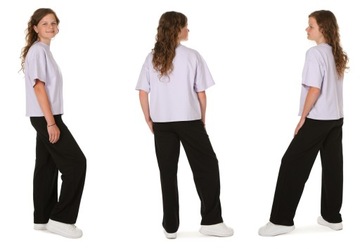 Spodnie dresowe SZEROKA NOGAWKA Wide Leg czarne r.152 Produkt PL
