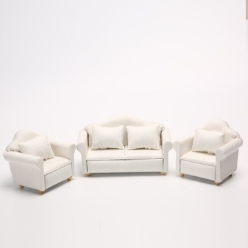 MINIATUROWY FOTEL ZABAWKOWY DLA LALEK POJEDYNCZA SOFA DREWNIANA