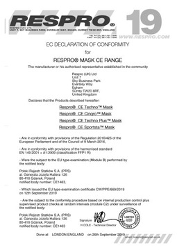 НОВАЯ маска против смога RESPRO Cinqro Gold XL