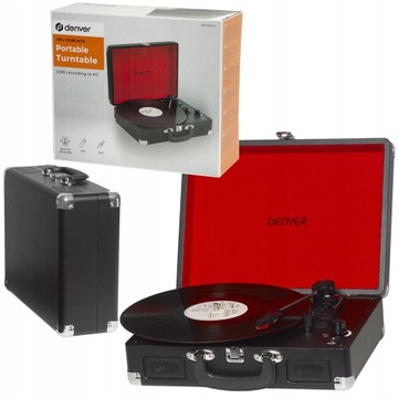 RETRO GRAMOFON Z GŁOŚNIKAMI MP3 USB WINYL 2W BLACK