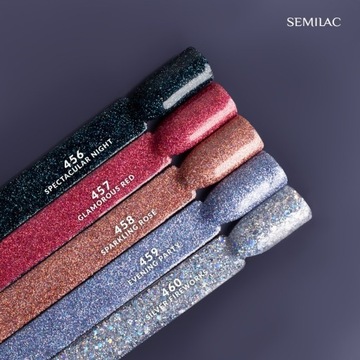 SEMILAC 458 Гибридный лак для ногтей Sparkling Rose 7 мл Розовый с эффектом вспышки