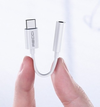 PRZEJŚCIÓWKA ADAPTER AUDIO USB-C TYP-C - MINI JACK 3.5MM AUX RECCI