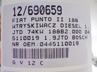 фото thumb №7, Fiat punto ii форсунка дизель 0445110019 1,9jtd