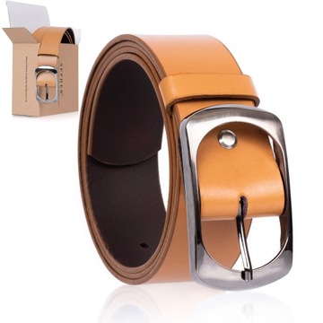 Pasek skórzany SEPHER Classic 4cm CIEMNY RUDY |100