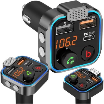 FM-ПЕРЕДАТЧИК BLUETOOTH АУДИО FM-БЫСТРОЕ ЗАРЯДНОЕ УСТРОЙСТВО QC USB PD MP3