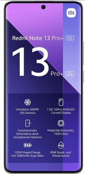 XIAOMI REDMI ПРИМЕЧАНИЕ 13 Pro+ 5G 12/512 ГБ 6,67 дюйма 200 Мпикс 5000 мАч NFC BT5.3 120 Гц