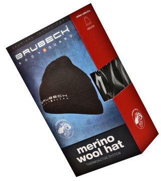 Шапка из мериносовой шерсти BRUBECK HM1018 чёрная L/XL