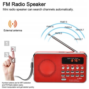 L-938 Мини FM-радио Цифровой портативный динамик