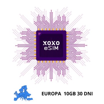XOXO eSIM Internet w Europie, Europa 41 krajów Europy pakiet 10GB 30 dni