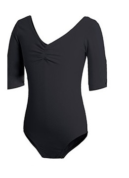 Czarne Body Gimnastyczne 3/4 Rękaw Balet 104/110