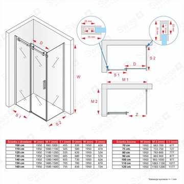 РАЗДВИЖНАЯ ДУШЕВАЯ КАБИНА MS1000 SWISS 140x70