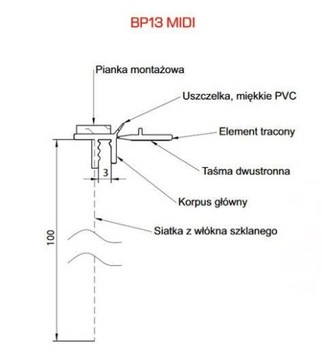 Listwa przyokienna z siatką APU MIDI PCV 2,5m brąz