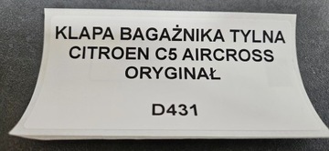 фото thumb №5, Кришка багажника задня citreon c5 aircross оригінал