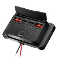 Разъём автомобильные монтажные 12v 24v 4 usb pd qc 3.0 on off 96w крышка в Украине, фото thumb