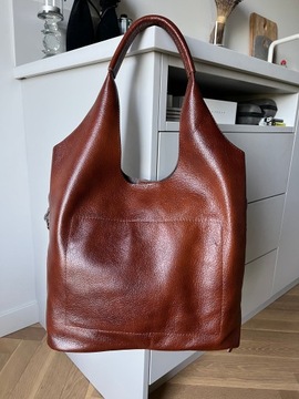 BRĄZOWA TOREBKA SKÓRA NATURALNA SHOPPER A4 torba ze skóry naturalnej