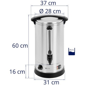 Бойлер для воды 20,5 литров Royal Catering RC-WBDW20