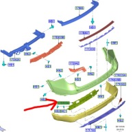 фото thumb №1, Кронштейн накладки нижний бампера задняя explorer 19-