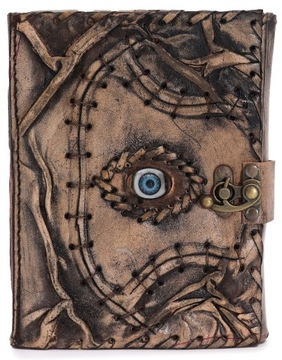 OKO PROROKA - EVIL EYE - PIĘKNY Notatnik Zeszyt Notes SKÓRA NATURALNA