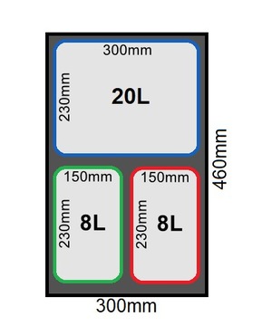 Zestaw koszy do segregacji śmieci 20L 2x8L do szafek min 30cm Merill
