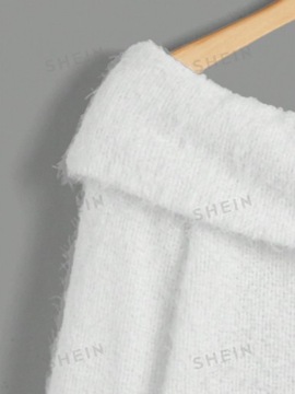 SHEIN ЖЕНСКИЙ ДЖЕМПЕР ДЛЯ МАТЕРИАЛОВ ЦВЕТ ЭКРУ ОТКРЫТОЕ ПЛЕЧО M 067