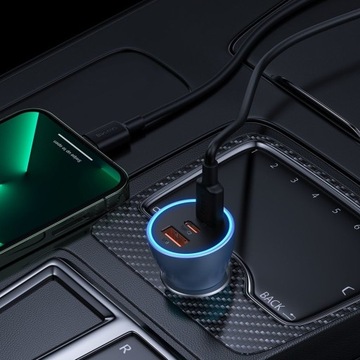 Автомобильное зарядное устройство Baseus 2xUSB-C, USB-A, QC, 65 Вт