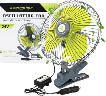 WENTYLATOR WIATRAK SAMOCHODOWY 12V Z KLIPSEM 20 cm
