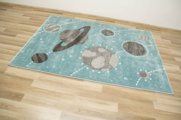 DYWAN PASTELOWY NIEBIESKI SZARY DLA CHŁOPCA KOSMOS PLANETY LIMA 200x290 cm
