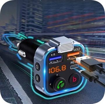 FM-ПЕРЕДАТЧИК BLUETOOTH АУДИО FM-БЫСТРОЕ ЗАРЯДНОЕ УСТРОЙСТВО QC USB PD MP3